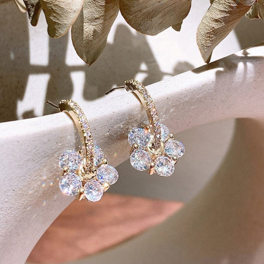 Boucles d'Oreilles en Zirconium de Luxe en Or