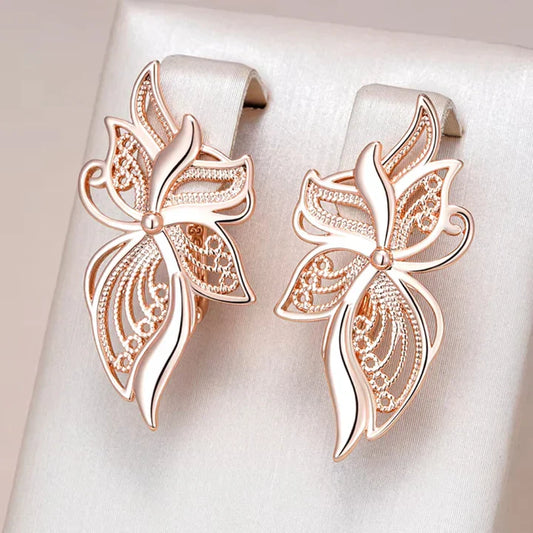 Boucles d'oreilles élégantes or fleuri