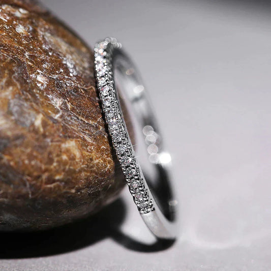 Bague Minimaliste en Zircone en Or et Argent
