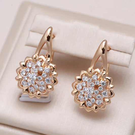 Boucles d'oreilles Fleur de Cristal Elégante en Or