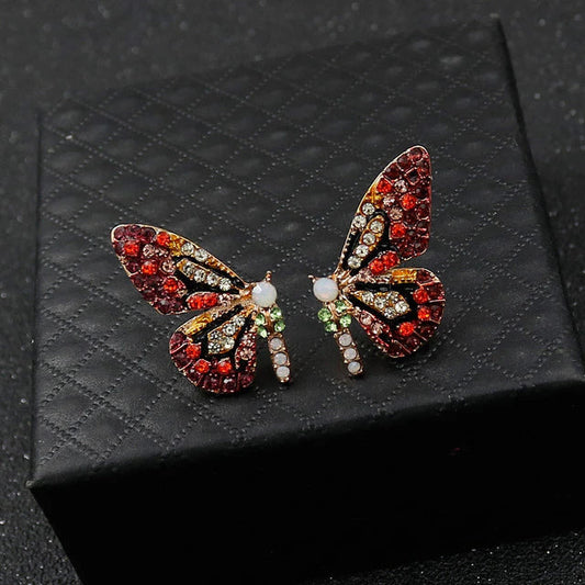 Boucles d'Oreilles Papillon Coloré en Or