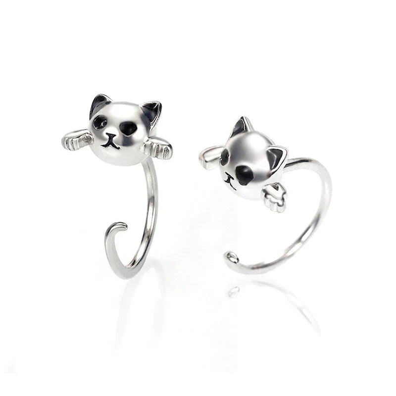 Boucle d'Oreille Chaton en Argent 925