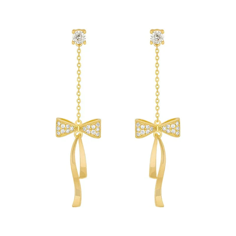 Boucles d'Oreilles avec Nœud en Cristal
