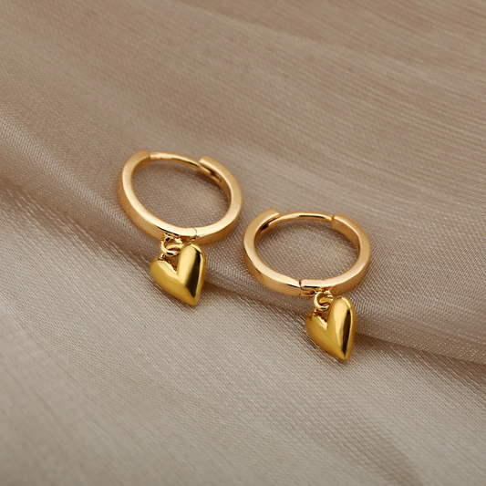 Boucles d'oreilles Minimaliste en Coeur en Or
