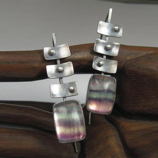 Boucles d'oreilles Boho Couleur Délavée en Argent