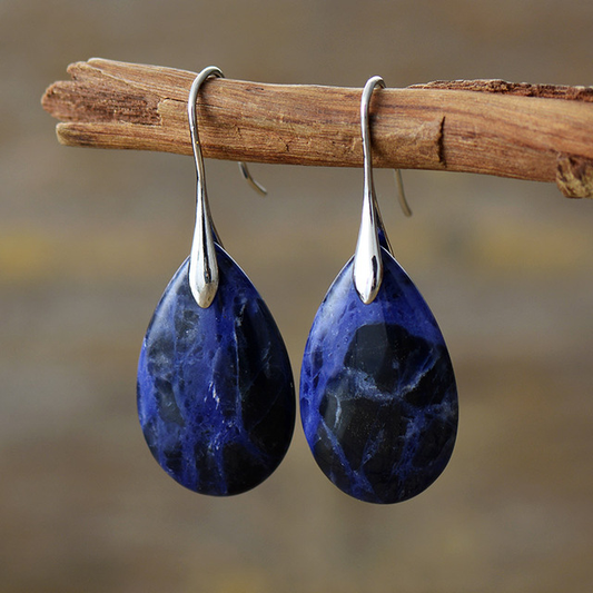 Boucles d'oreilles en Pierre Vintage Bleue