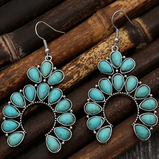 Boucles d'oreilles vintage en pierres bleues