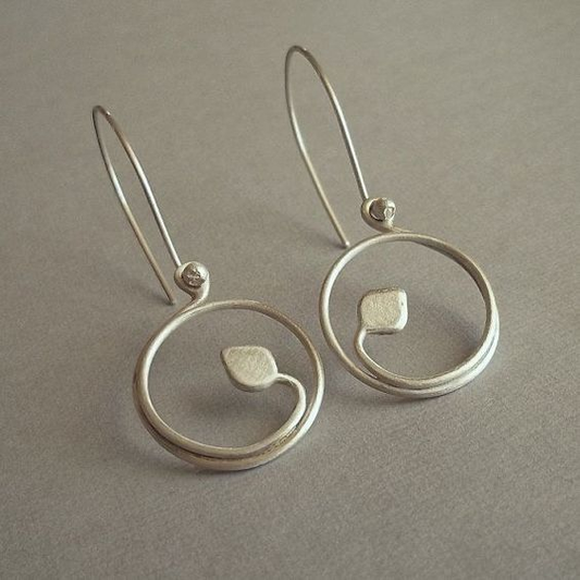 Boucles d'oreilles vintage en forme de cercle creux plaqué argent