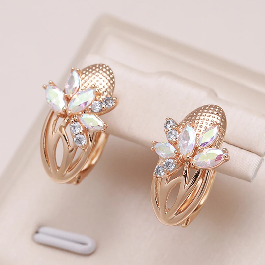 Boucles d'oreilles élégantes en plaqué or avec insectes brillants