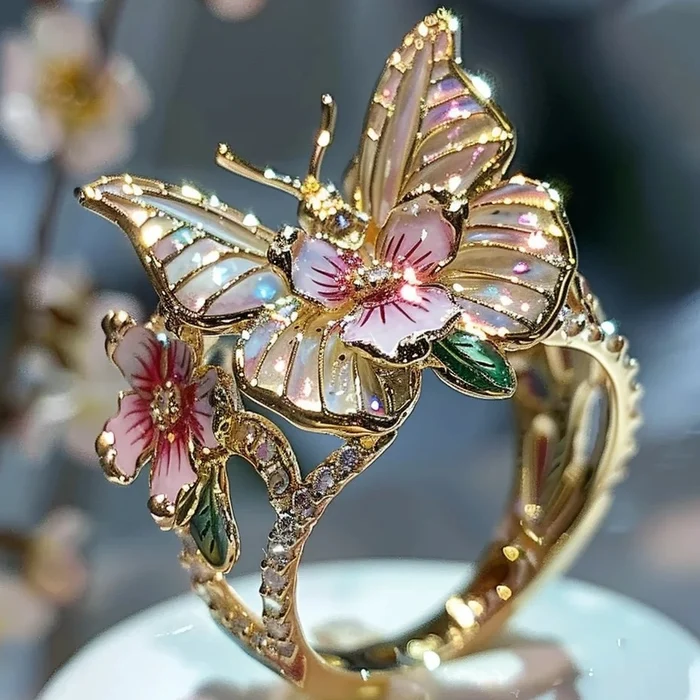 Bague florale Canifis dorée vintage