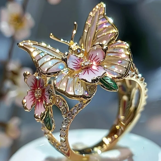 Bague florale Canifis dorée vintage
