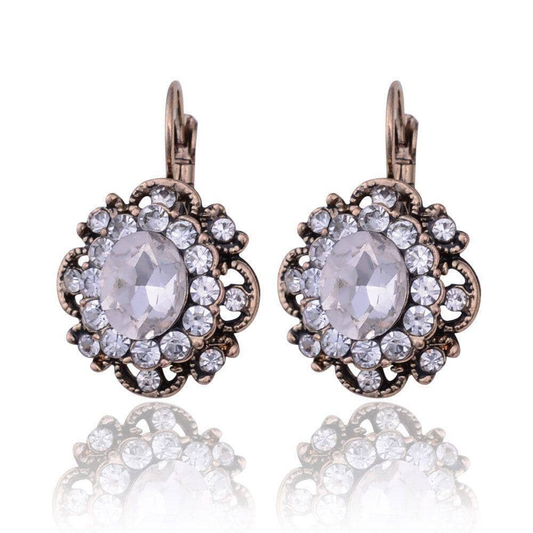 Boucles d'oreilles en cristal vintage blanc