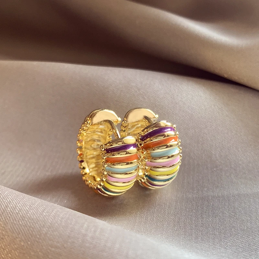 Boucles d'oreilles élégantes et colorées en or