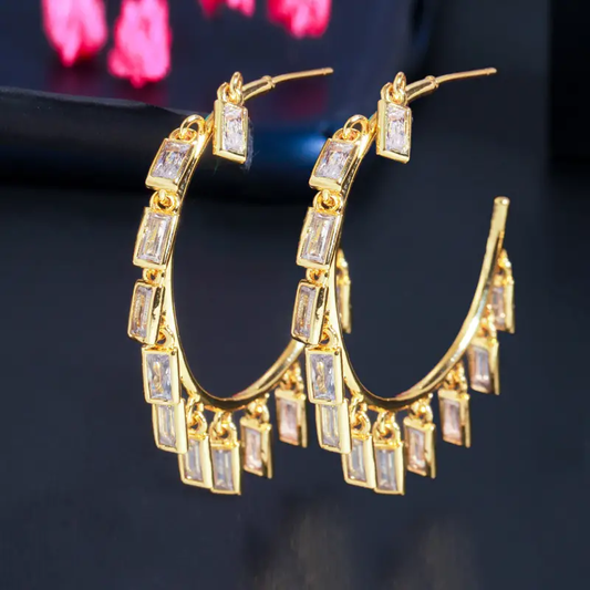 Boucles d'oreilles vintage en cristal doré
