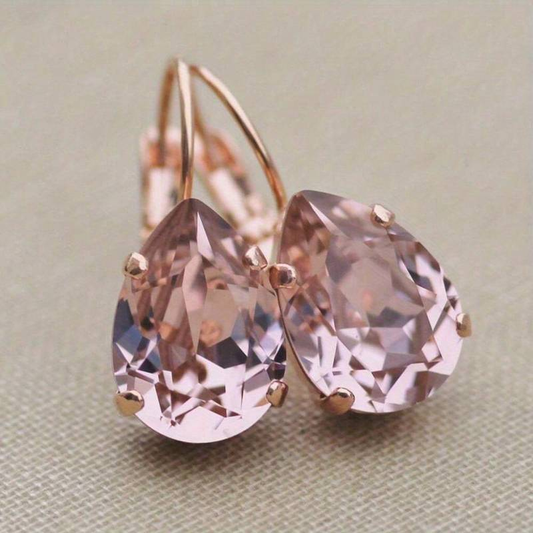 Boucles d'oreilles Vintage en verre rose