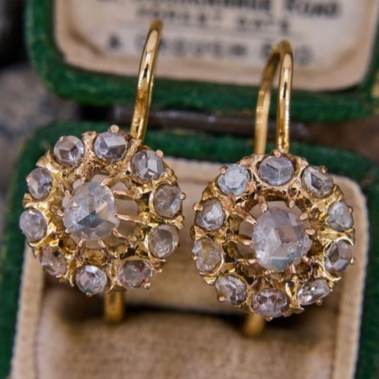 Boucles d'oreilles vintage en cristal rond