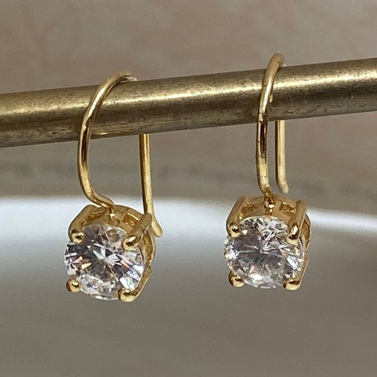Boucles d'oreilles vintage en cristal rond doré