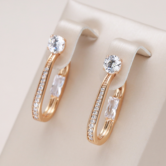 Boucles d'oreilles Elégance avec Zirconia en or