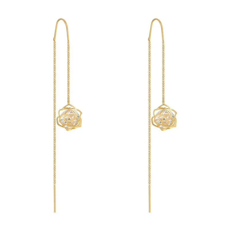 Pendants d'Oreilles en Cristal Blanc et Rose